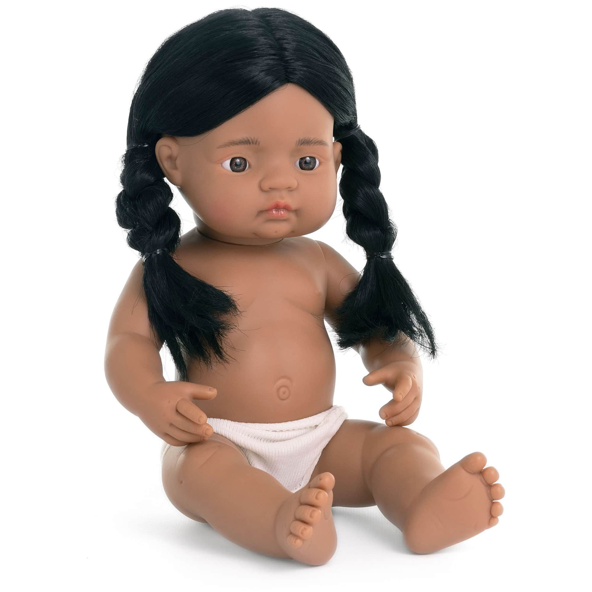 Miniland 15" Anatomically Correct Native American Girl Baby Doll